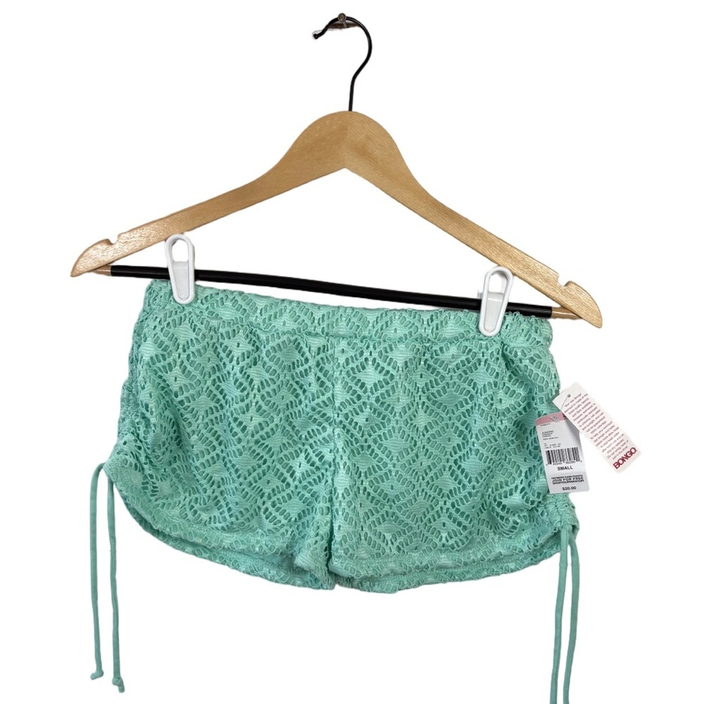 Bongo Lace Swim Cover-Up Shorts Mint Green Small NWT